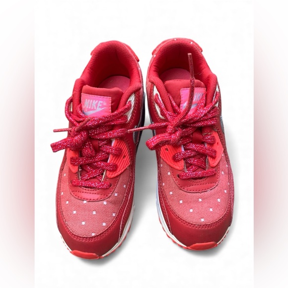 Nike Red Pink Air Max 90 Print Girls Shoes Sz 1 704953-602 - Picture 3 of 7